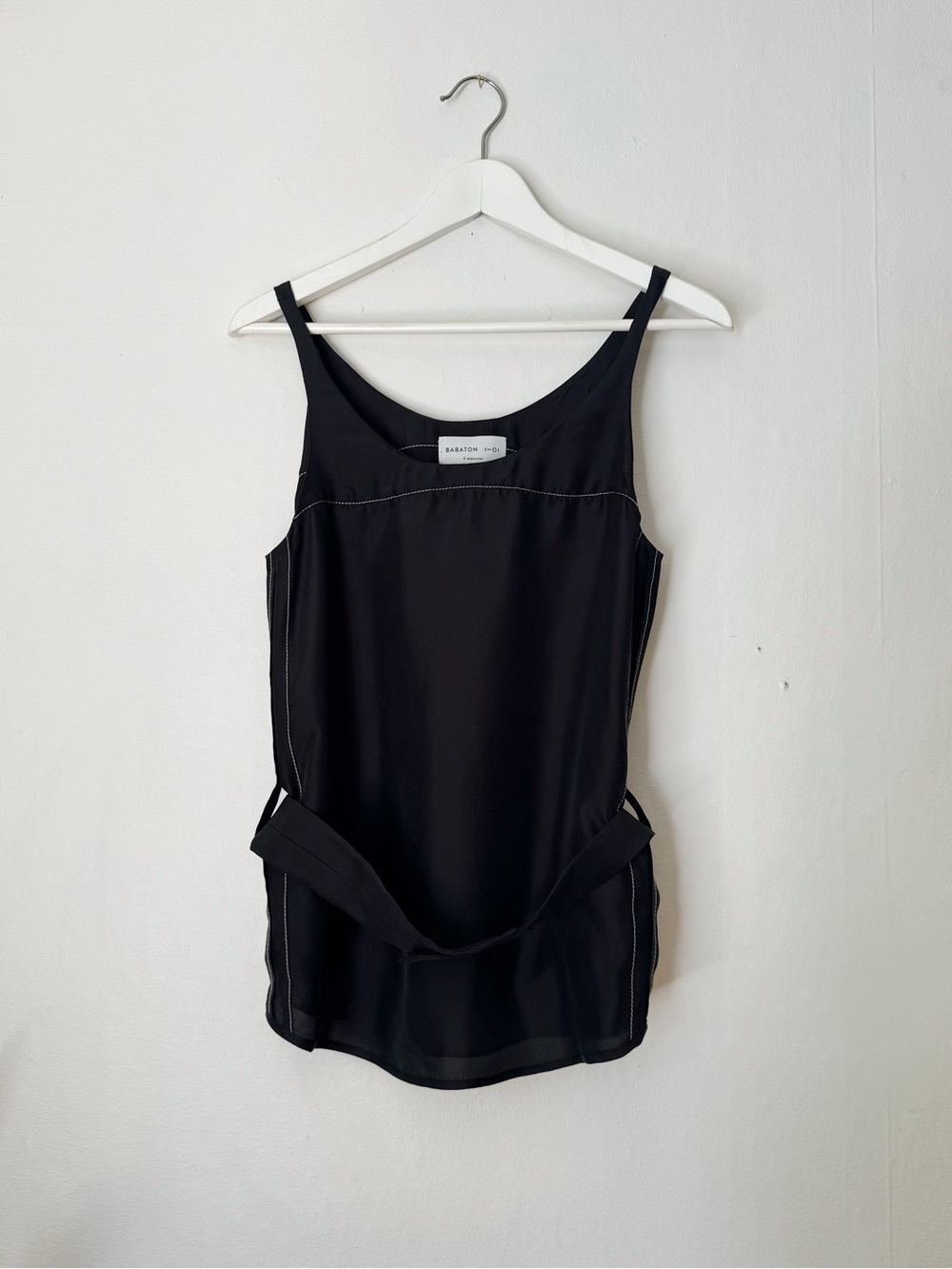RARE Babaton 1-01 Black Silk Belted Top
